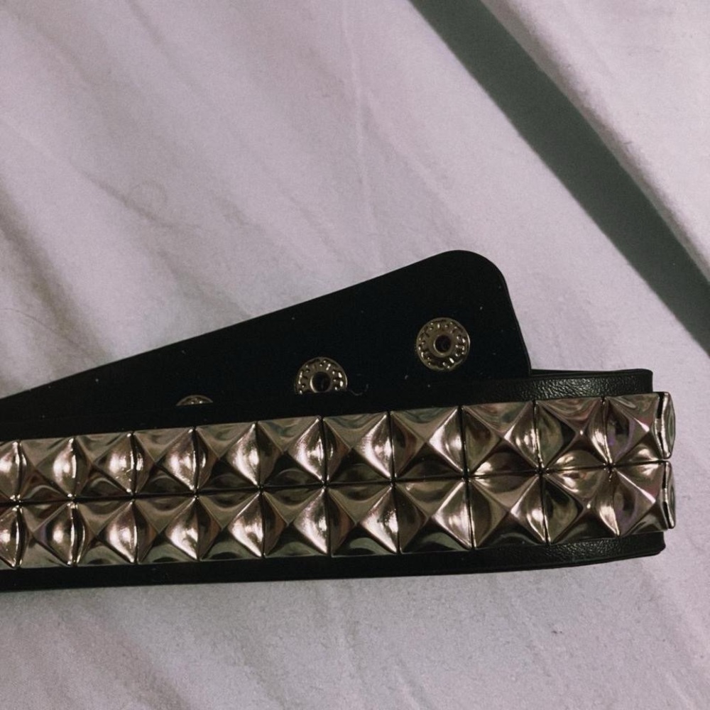 SOLD studded black leather choker